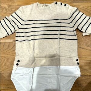 Veronica Beard silk and cashmere 3/4 sleeve striped sweater, size L